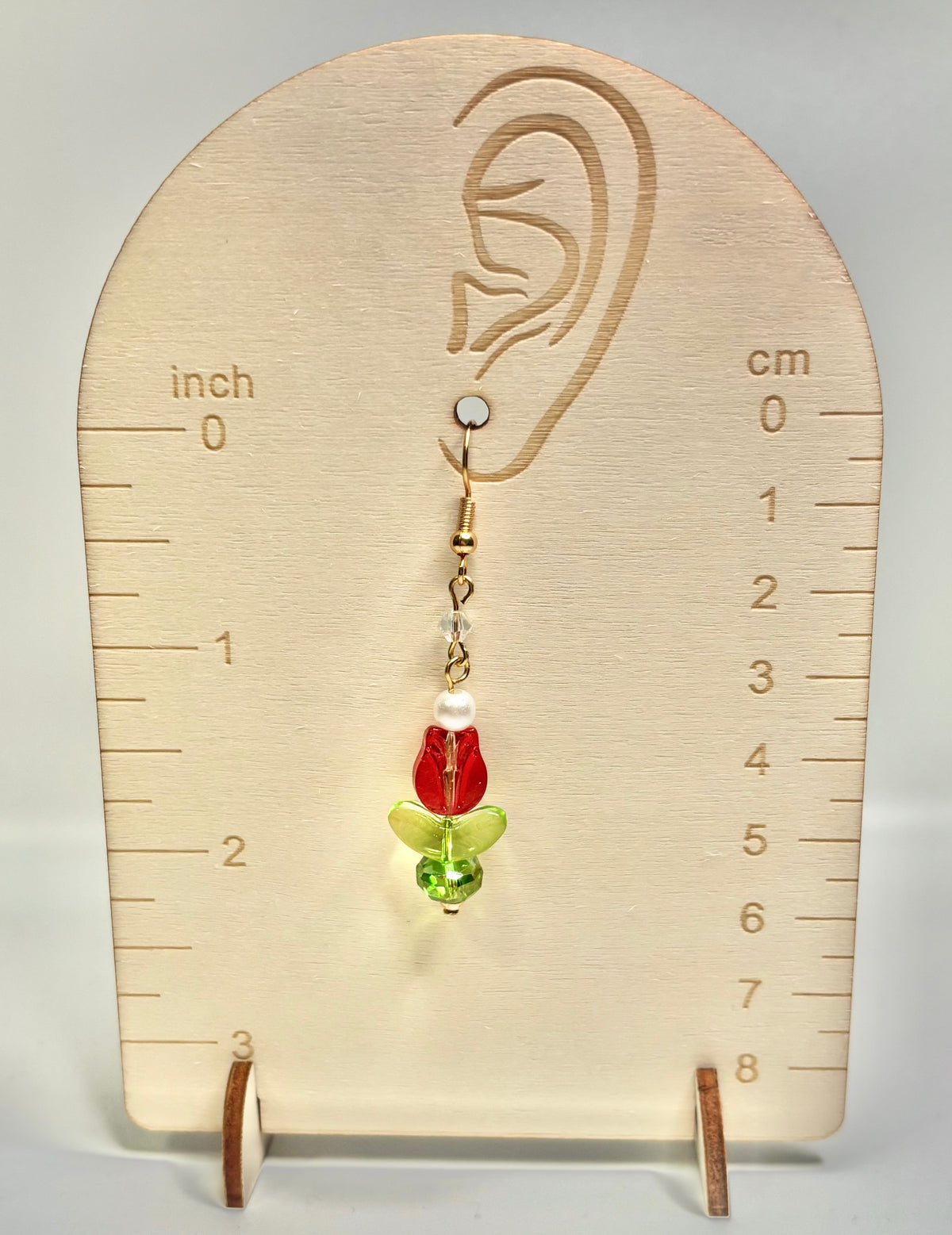 Red Enchanted Tulip Earrings - 18K Gold Plated Hooks