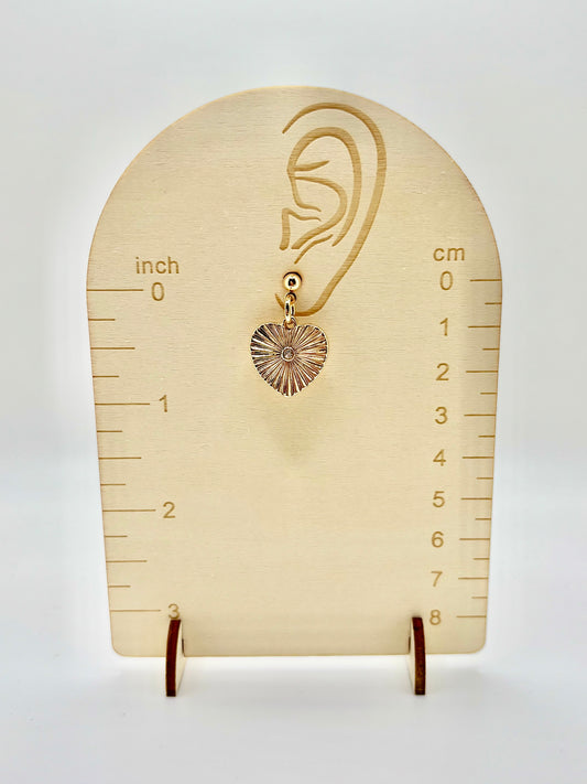 Sunburst Hearts Stud Earrings - 14K Gold Plated